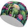 FJQWKLF Cuffia da nuoto unisex Cactus e fiori per capelli corti e lunghi, da donna e da uomo, per piscina, nuoto e bagno