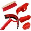 MEYZJRC 5 Pezzi Set di Attrezzi per Toelettatura Equina con Borsa Trasparen Completo Kit Toeletta Equina Ergonomico per Professionisti Equestri, Maneggio, Rosso