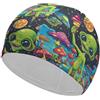 FJQWKLF Cuffia da nuoto unisex con simpatico fungo gelato per capelli corti e lunghi, per piscina, nuoto e bagno, da donna e uomo