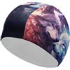 FJQWKLF Cuffia da nuoto unisex Two Wolves in Galaxy per capelli corti e lunghi, da donna e da uomo, per piscina, nuoto e bagno
