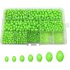WOZOKI 900 Perline Luminose da Pesca, Forma Ovale, in plastica | Plastica verde, forma ovale, perline luminose per lavello per impianti pesca con triplo,