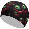 FJQWKLF Cuffia da nuoto unisex con occhi terrificanti di Halloween per capelli corti e lunghi, per donne e uomini, per piscina, nuoto e bagno