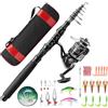 FISHOAKY Mini Canna da Pesca per Bambini, 1,8M Canna da Pesca Telescopica | Set Combinato Canna Da Pesca Telescopica Mulinello Da Spinning Carbonio Con lenza Borsa Esche Per Mare Acqua