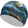 FJQWKLF Cuffia da nuoto unisex Mountain Tree Full Moon per capelli corti e lunghi, da donna e da uomo, per piscina, nuoto e bagno