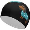 FJQWKLF Cuffia da nuoto unisex con simpatico cane bassotto, per capelli corti e lunghi, per piscina, nuoto e bagno, da donna e uomo
