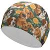 FJQWKLF Cuffia da nuoto unisex con motivo a cani e fiori, per capelli corti e lunghi, da donna e da uomo, per piscina, nuoto e bagno