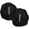 SOESFOUFU 2 Pezzi Copertura Antipioggia Riflettente, Nero, Poliestere | Custodia Compatta con Strisce Verticali, Chiusure Elastiche e Borsa Portatile, per Pioggia Improvvisa