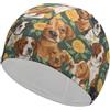 FJQWKLF Cuffia da nuoto unisex con motivo Cani e Fiori per capelli corti e lunghi, da donna e da uomo, per piscina, nuoto e bagno