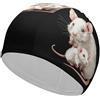 FJQWKLF Cuffia da nuoto unisex con simpatica mamma e piccoli topi, per capelli corti e lunghi, da donna e da uomo, per piscina, nuoto e bagno