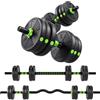 SPORTNOW Soozier Manubri regolabili 3in1, 33lb, verde | Palestra domestica, pesi liberi con connettore, impugnatura antiscivolo, allenamento fitness per uomini e donne