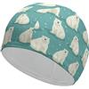 FJQWKLF Cuffia da nuoto unisex con motivo a orso bianco per capelli corti e lunghi, per piscina, da bagno, da donna e da uomo