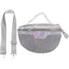 Generic Marsupio portaoggetti in Vita e Comodo da trasportare con Cuciture Lisce Marsupio alla Moda Materiale PU Argento Lucido Donna per Uso in Spiaggia e in Viaggio