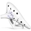 Decorative White Ceramic Alto Ocarina 12 Hole Easy to Play Music Flute