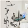 Umisu Colonna Doccia LED con Schermo Digitale e Display dell'Ora, Sistema Doccia con Rubinetteria Regolabile in Altezza, 4 Funzioni con Doccetta Igienica e Pulsanti a Pianoforte Multicolori