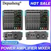 DEPUSHENG Mixer Amplificato Professionale GT8 500W * 2, Mixer DJ con 256 Effetti di Riverbero, Mixer a 8 Canali
