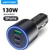VENTION Caricabatterie da auto Vention 130W USB Type C QC 4.0 PPS PD 30W a ricarica rapida USB C per iPhone 16 15 Pro Samsung Macbook