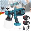 NONE Pistola a Spruzzo Elettrica Senza Spazzole da 900ML, Spruzzatore di Vernice Cordless con 3 Ugelli e 2 Batterie per Auto, Mobili e Rivestimenti in Acciaio