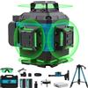 NONE Livella laser con treppiede, 4x360 ° Livella Laser Autolivellante con 16 Linee Verdi, Display LED, Telecomando, Modalità Impulsi, Valigetta e Impermeabilità IP54