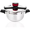 NONE SHIRO Pentola a Pressione Super Veloce da 4L, 6L e 8L con Timer Digitale - Acciaio Inox 18/10, Adatta per Induzione