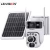 LS VISION Telecamera Solare 4G LS VISION 12MP con Zoom Ottico 60X, Doppio Schermo, WiFi, PTZ, Rilevamento PIR, Visione Notturna a Colori, Audio Bidirezionale, Tracciamento Automatico Umano, Impermeabile IP65,