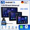 NONE Autoradio universale Android 16 da 7/9/10 pollici 2 Din con GPS, Bluetooth e sistema multimediale intelligente per auto