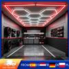 VASTFIRE Lampada esagonale a nido d'ape per garage a 14 fori senza bordo/bordo rosso/bordo bianco, 220V-240V, tubo LED ultra luminoso 6500K, luce bianca fredda, Plug and Play, montaggio fai da te, adatta per