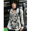 ZOYLEIR Magliette Y2k con doppia zip da donna, stile punk vintage, collo a polo, maniche lunghe, top streetwear, t-shirt basic con grafica, abbigliamento primaverile e autunnale.