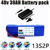 Pacco batteria agli ioni di litio 48V 30Ah 100Ah 13S2P con BMS da 250W 350W 500W 750W 1000W e caricabatterie 48V/54.6V in omaggio