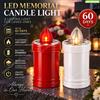 NONE Candela commemorativa a LED, con autonomia di 60 giorni, alimentata a batteria, con effetto di fiamma tremolante, lampada votiva per tombe, disponibile in rosso e bianco, senza fiamma, resistente alle