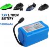 NONE Batteria di Alta Qualità 7.4V 12000mAh per Barca da Pesca Telecomandata RC, Compatibile con T188 T888 2011-5 V007 C18 e Altri Modelli