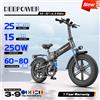 DEEPOWER Bicicletta Elettrica Pieghevole DEEPOWER A5 250W 48V 15Ah con Batteria Rimovibile, 25KM/h, Pneumatici Fat da 20" 4.0, E-Bike per Pendolari Urbani, Consegna Cibo