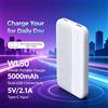 NONE WETECH Power Bank Tascabile Sottile da 5000mAh, Doppia Porta USB 5V 2.1A, Batteria Esterna, Caricatore per Dispositivi Mobili con Ingresso Type-C