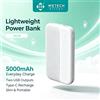 NONE WETECH Power Bank Portatile Sottile da 5000mAh, Doppia USB 5V 2.1A, Batteria di Backup, Ingresso Type-C, Caricatore Tascabile per Telefono