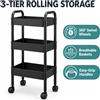 NONE Carrello Salvaspazio a 3 Ripiani con Ruote, Scaffale Stretto Multiuso per Cucina Bagno Ufficio, Bianco/Nero