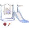 Altro Gioco per Bambini 4 in 1 con Scivolo, Altalena, Arrampicata e Canestro, 147.5x16