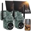 LEMNOI Fototrappola 4G Solare con Registrazione 24/7, 2K Visione Notturna | 2 pezzi Telecamera da Caccia a Batteria con Scheda SIM, Allarmi di Movimento Intelligenti, Protezione IP66 e Accesso Remoto