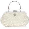 SODIAL Pochette da Donna con Perle Borsa da Sera Borsa un Mano per Borsa da Sposa 3753