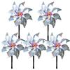 Vistnale Spaventapasseri|Spaventatore Riflettente per Uccelli Mulino a Deterrente girandola Efficace Colore Spinner Deterrente per Animali per Giardini 5 Pezzi Argento