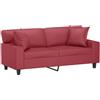 vidaXL Divano a 2 Posti con Cuscini Rosso Vino 140 cm in Similpelle