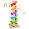 BEAHING Pista per biglie in legno Albero musicale Montessori Ball Drop Toy, Pista per biglie in legno Giocattolo per albero sonoro Montessori per compleanno di ragazzi e ragazze, Marmo