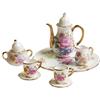 BEAHING 8 pezzi 1:12 set di tazze da tè in ceramica in miniatura, set di tazze da tè porcellana stampa floreale con finiture dorate, accessori da cucina per case delle bambole per display miniatura