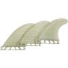 Set di 3 pinne thruster in fibra di vetro traslucida con texture a nido