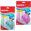 Kores - Geo15: Set di 4 Prodotti per la Matematica, per Bambini e Studenti, Set per la Geometria in Plastica con Righello, Goniometro e Squadre, Articoli per la Scuola, Set in Colori Assortiti