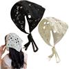 Hotainoys 2 pezzi Bandana Fascia per capelli Bandana traspirante all'uncinetto Sciarpa lavorata a maglia con lacci Fazzoletto per testa floreale vintage sacro per accessori per capelli per ragazze Sciarpa al