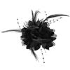 IOHJSA Fermaglio per capelli con piume floreali nere, Flower Feather Bead Hairband da Sposa Decor, Fermaglio per capelli vintage nero con piume motivi floreali, adatto per cocktail matrimoni, tè pomeridiani