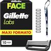 Gillette Labs Lamette, 10 Cartucce per Rasoio Barba Uomo, Multicolore | 10 Lamette di Ricambio per Rasoio Barba Manuale, a 5 Lame, con Barra Esfoliante, Rasatura Profonda e Duratura
