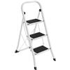 SONGMICS Scaletta, Scala a 3 Gradini, Scaletta Pieghevole, Chiusura di Sicurezza per Piegamento, Facile da Riporre, Portante 150 kg, Bianco Semplice GSL03WT