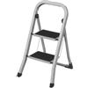 SONGMICS Scaletta a 2 Gradini, Pieghevole, Portante 150 kg | Chiusura di Sicurezza per Piegamento, Facile da Riporre, Grigio, Collezione BRODY GSL012G01