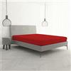 Italian Bed Linen Lenzuolo Sotto MAX COLOR con Angoli Elasticizzati da 25 cm Letto Matrimoniale 170x200 cm, 100% Cotone Made in Italy - Tinta Unita ROSSO