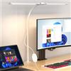 Comely Lampada da Lavoro 16W, 1800LM, 2 Testine LED, 5 Temperature Colore, 10 Livelli di Luminosità, Lampada Scrivania con Morsetto, Bianco